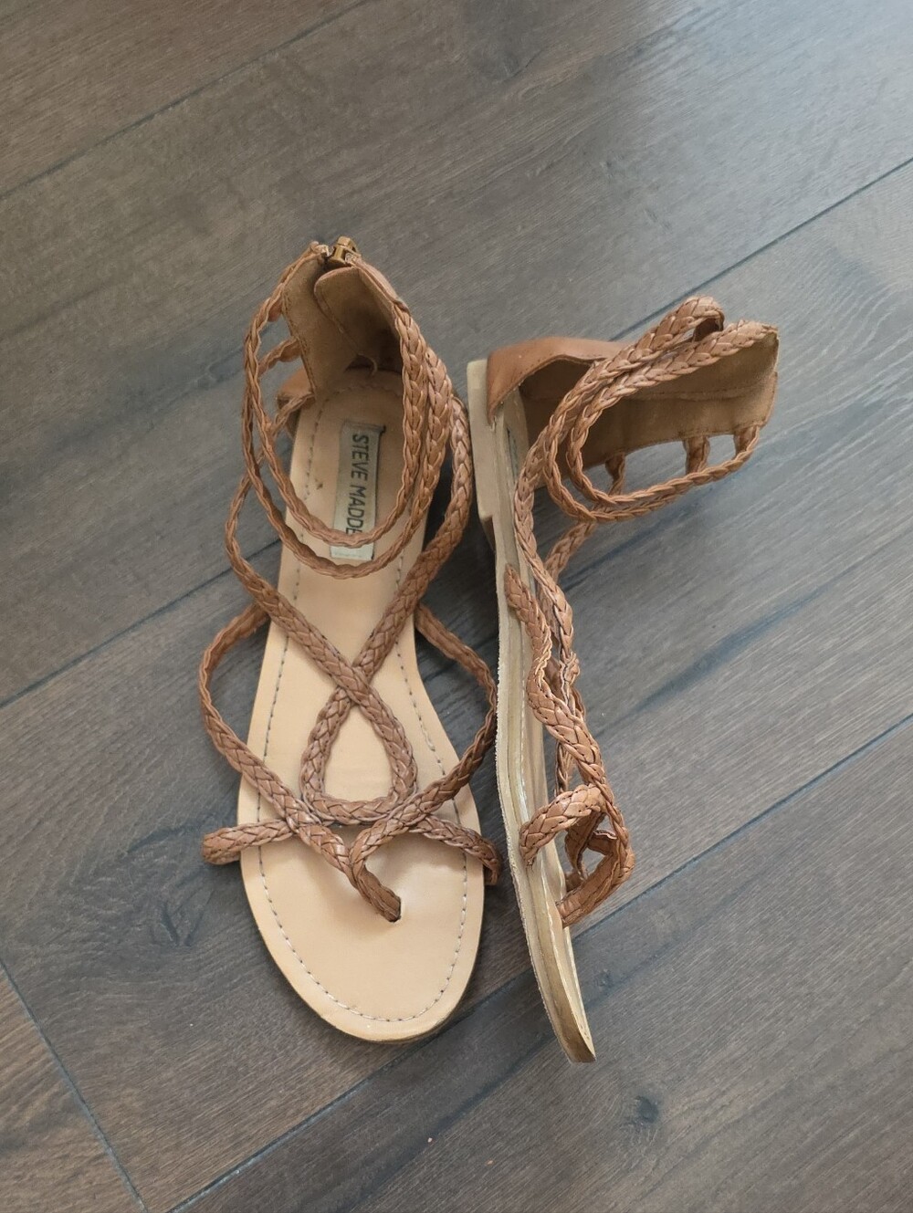 Steve Madden Brown Braided Strappy Gladiator Sandals